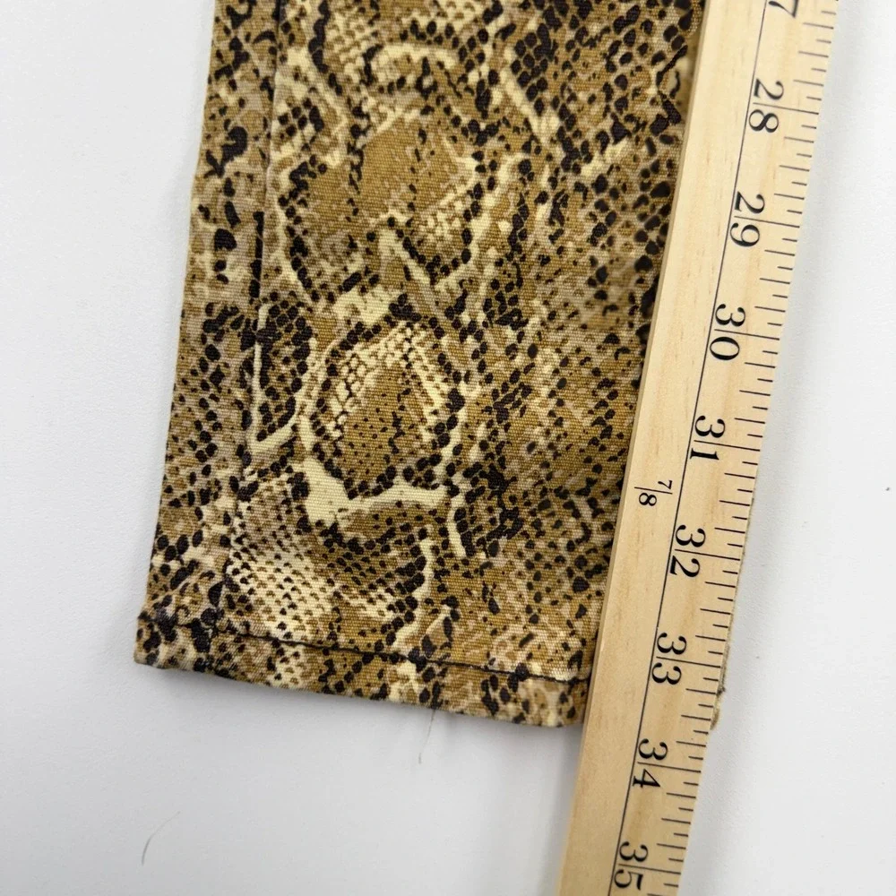 Tory Burch Super Skinny Snakeskin Print Pants Brown Tan Stretch Size 24 11101266